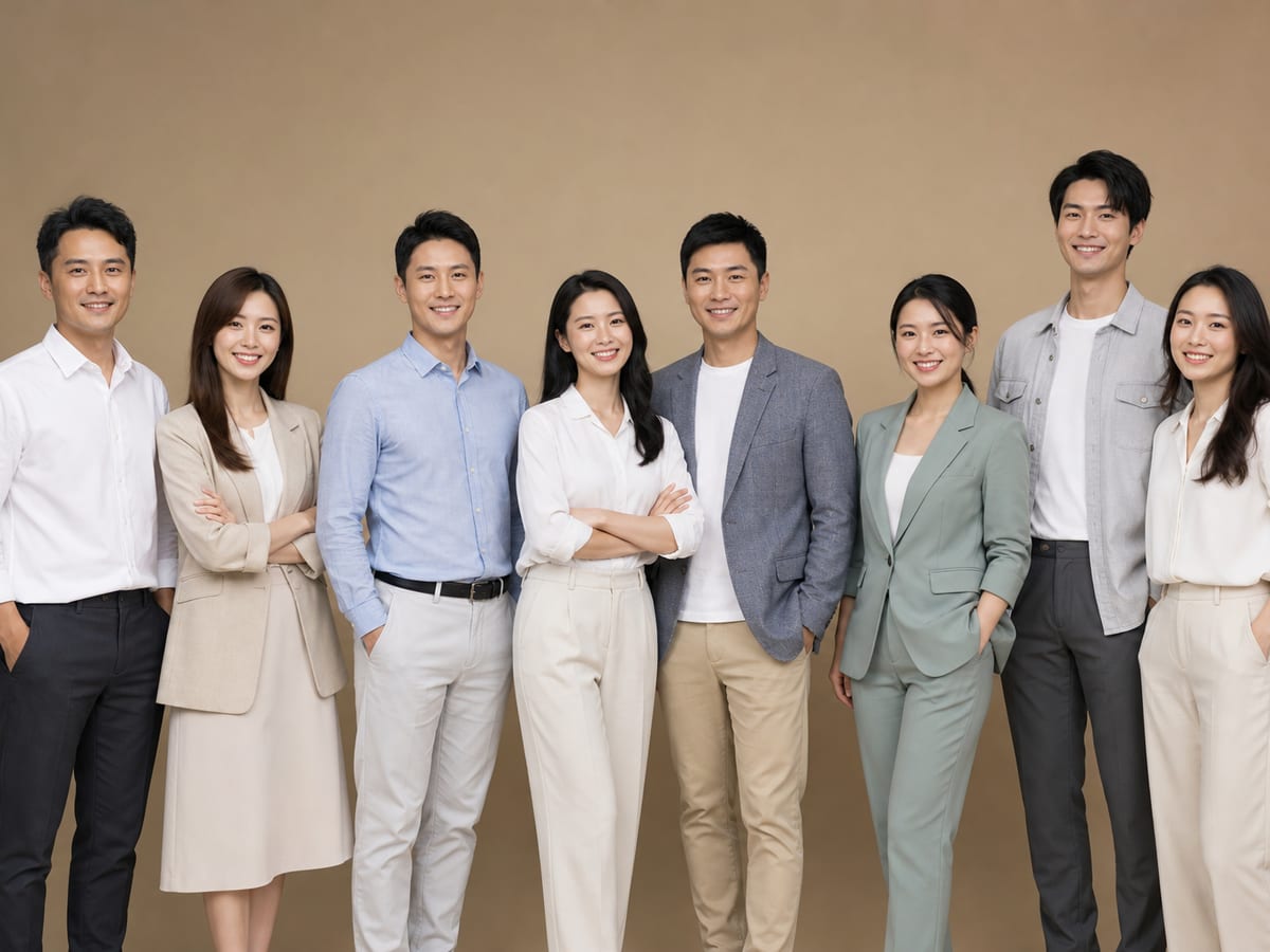 HR团队拍形象照展示亲和力，温暖友好的专业团队合影